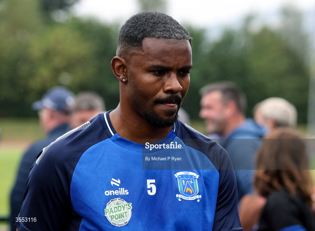 29 August 2026; Bhung Munongo of Newbridge Town before the FAI National League Group 3 match between CK United and Newbridge Town at SETU Sports Complex in Carlow. Photo by Michael P Ryan/Sportsfile