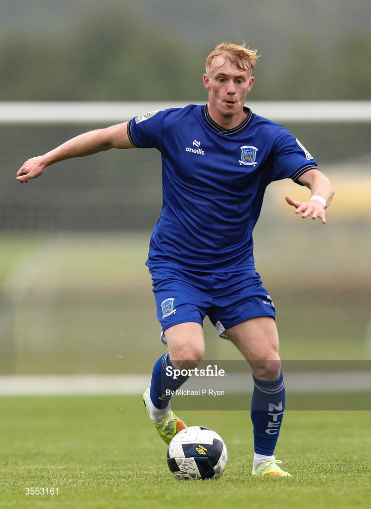29 August 2026; Finn Cowper Gray of Newbridge Town during the FAI National League Group 3 match between CK United and Newbridge Town at SETU Sports Complex in Carlow. Photo by Michael P Ryan/Sportsfile