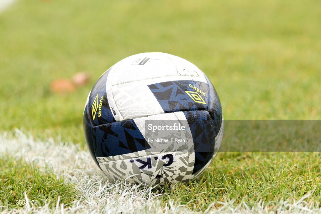 29 August 2026; A general view of the match ball during the FAI National League Group 3 match between CK United and Newbridge Town at SETU Sports Complex in Carlow. Photo by Michael P Ryan/Sportsfile