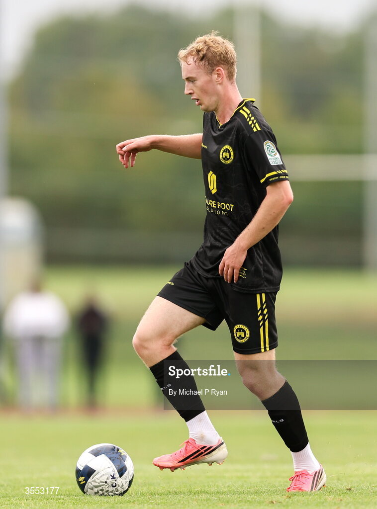 29 August 2026; Harry Sherlock of CK United during the FAI National League Group 3 match between CK United and Newbridge Town at SETU Sports Complex in Carlow. Photo by Michael P Ryan/Sportsfile