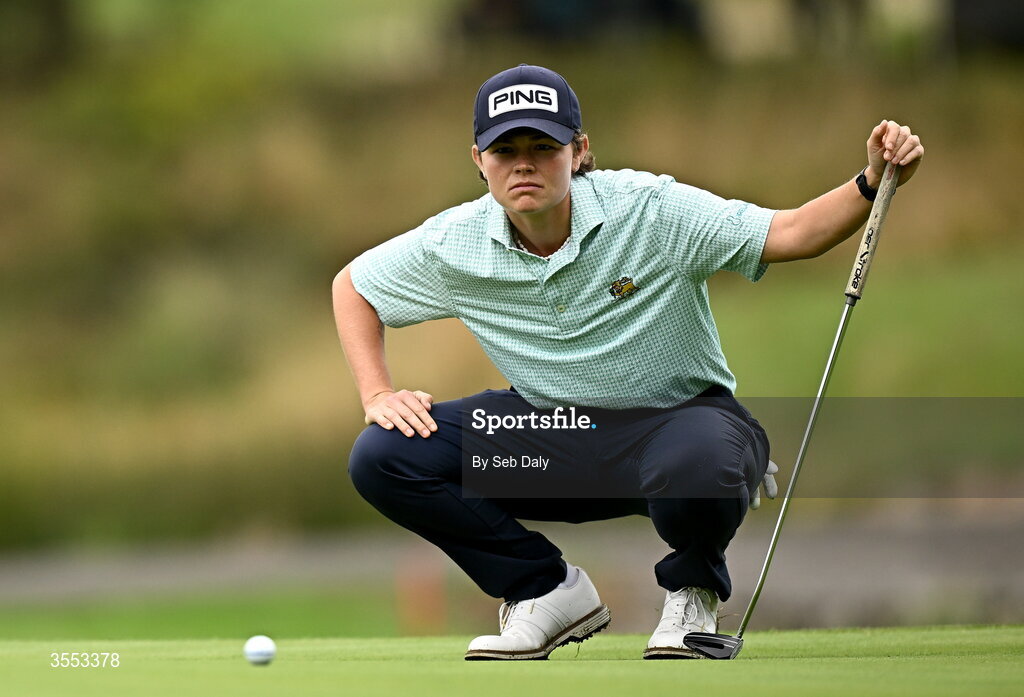 30 August 2026; Annabel Wilson of Northern Ireland lines up a putt on the ninth green during day four of the 2026 KPMG Women’s Irish Open Golf Championship at The K Club in Straffan, Kildare. Photo by Seb Daly/Sportsfile