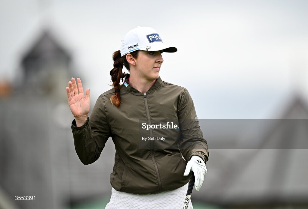 30 August 2026; Lauren Walsh of Ireland before her tee shot on the first hole during day four of the 2026 KPMG Women’s Irish Open Golf Championship at The K Club in Straffan, Kildare. Photo by Seb Daly/Sportsfile