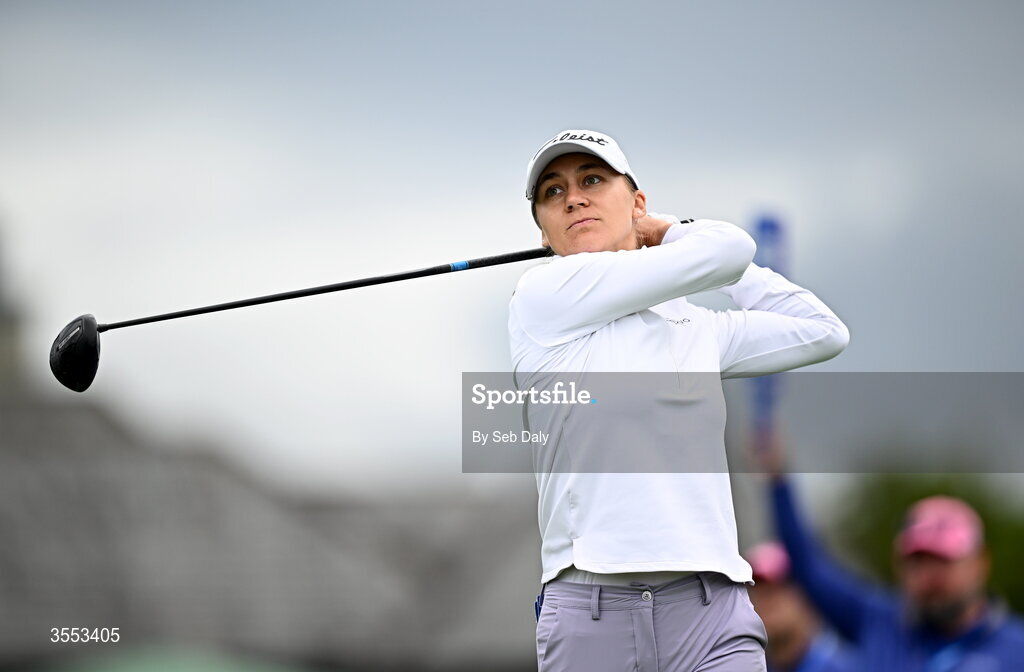 30 August 2026; Jana Melichova of Czech Republic watches her tee shot on the first hole during day four of the 2026 KPMG Women’s Irish Open Golf Championship at The K Club in Straffan, Kildare. Photo by Seb Daly/Sportsfile