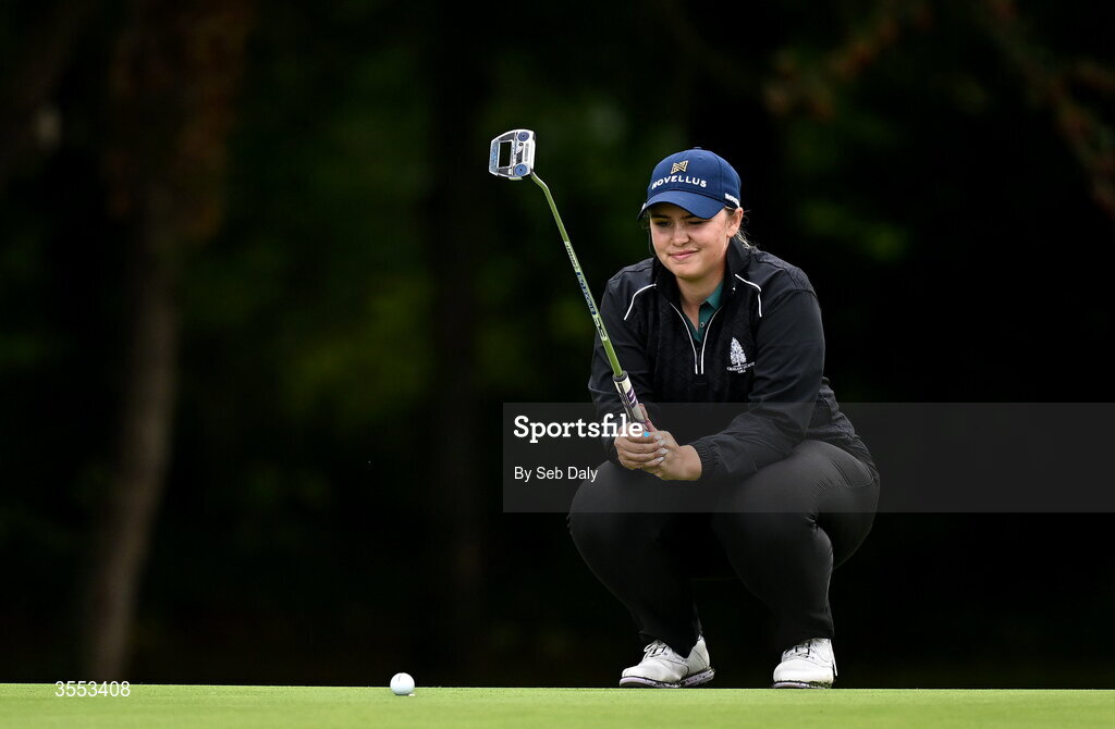 30 August 2026; Canice Screene of Ireland lines up a putt on the ninth green during day four of the 2026 KPMG Women’s Irish Open Golf Championship at The K Club in Straffan, Kildare. Photo by Seb Daly/Sportsfile
