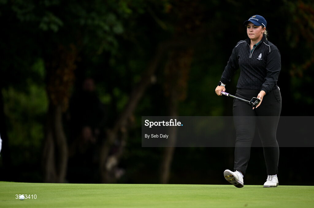 30 August 2026; Canice Screene of Ireland after putting on the ninth green during day four of the 2026 KPMG Women’s Irish Open Golf Championship at The K Club in Straffan, Kildare. Photo by Seb Daly/Sportsfile