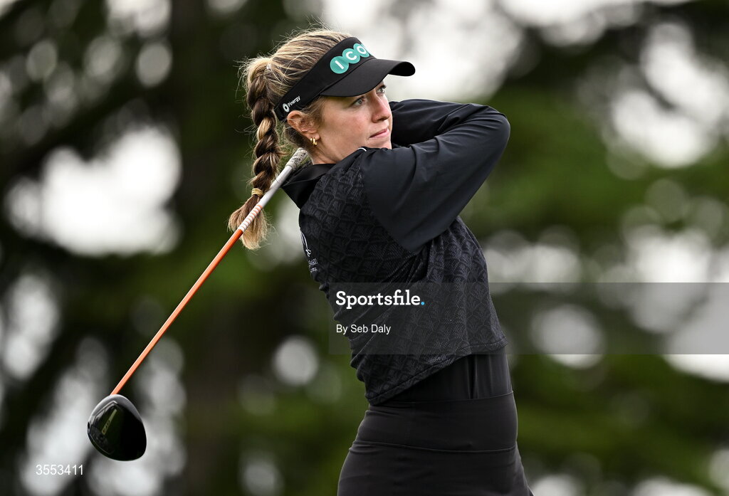 30 August 2026; Anna Foster of Ireland watches her tee shot on the first hole during day four of the 2026 KPMG Women’s Irish Open Golf Championship at The K Club in Straffan, Kildare. Photo by Seb Daly/Sportsfile