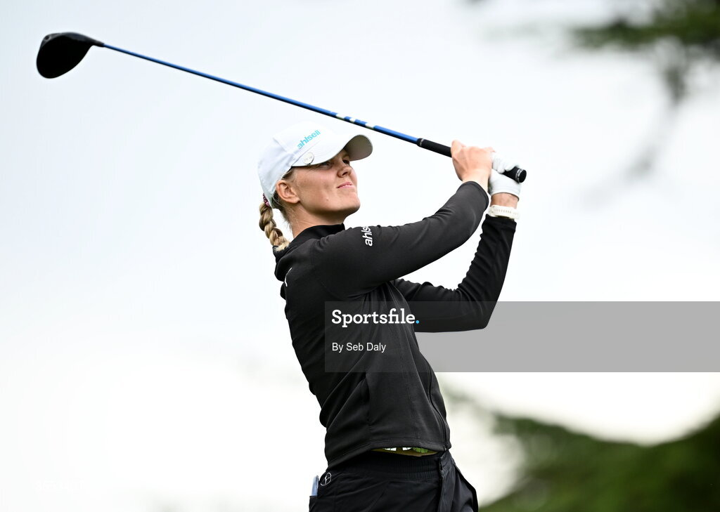 30 August 2026; Alexandra Forsterling of Germany watches her tee shot on the first hole during day four of the 2026 KPMG Women’s Irish Open Golf Championship at The K Club in Straffan, Kildare. Photo by Seb Daly/Sportsfile