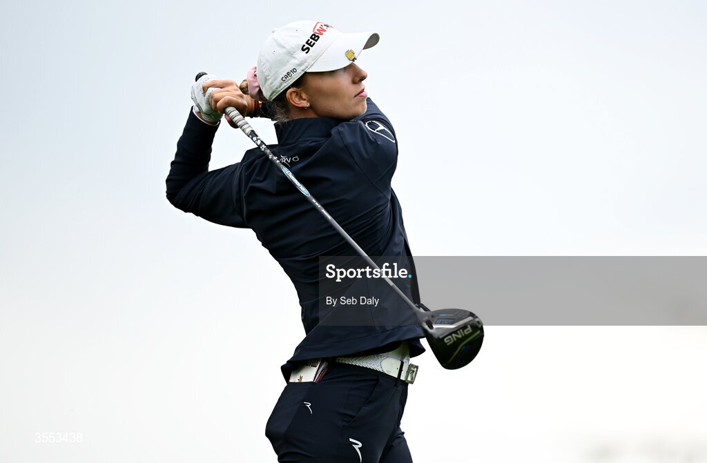 30 August 2026; Alexandra Forsterling of Germany watches her tee shot on the first hole during day four of the 2026 KPMG Women’s Irish Open Golf Championship at The K Club in Straffan, Kildare. Photo by Seb Daly/Sportsfile