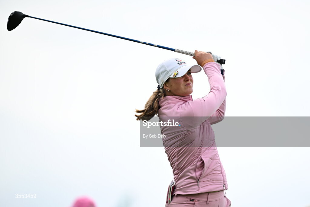 30 August 2026; Dorthea Forbrigd of Norway watches her tee shot on the first hole during day four of the 2026 KPMG Women’s Irish Open Golf Championship at The K Club in Straffan, Kildare. Photo by Seb Daly/Sportsfile