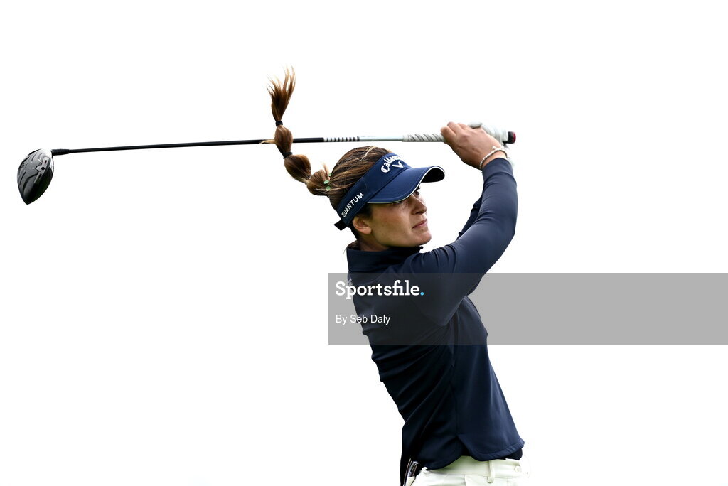 30 August 2026; Alessandra Fanali of Italy watches her tee shot on the first hole during day four of the 2026 KPMG Women’s Irish Open Golf Championship at The K Club in Straffan, Kildare. Photo by Seb Daly/Sportsfile