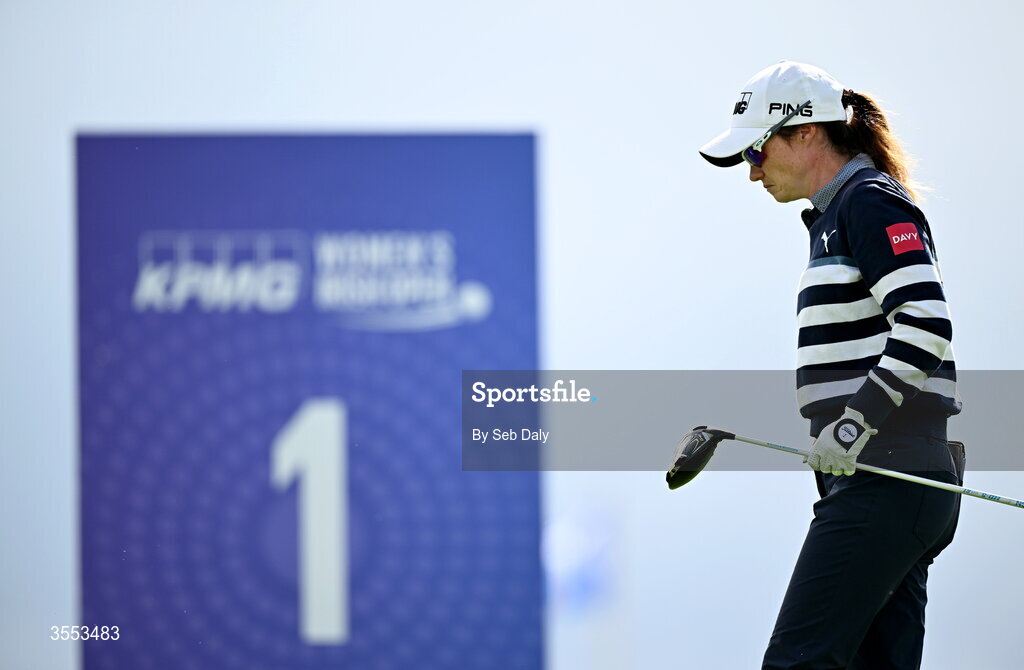 30 August 2026; Leona Maguire of Ireland on the first tee during day four of the 2026 KPMG Women’s Irish Open Golf Championship at The K Club in Straffan, Kildare. Photo by Seb Daly/Sportsfile