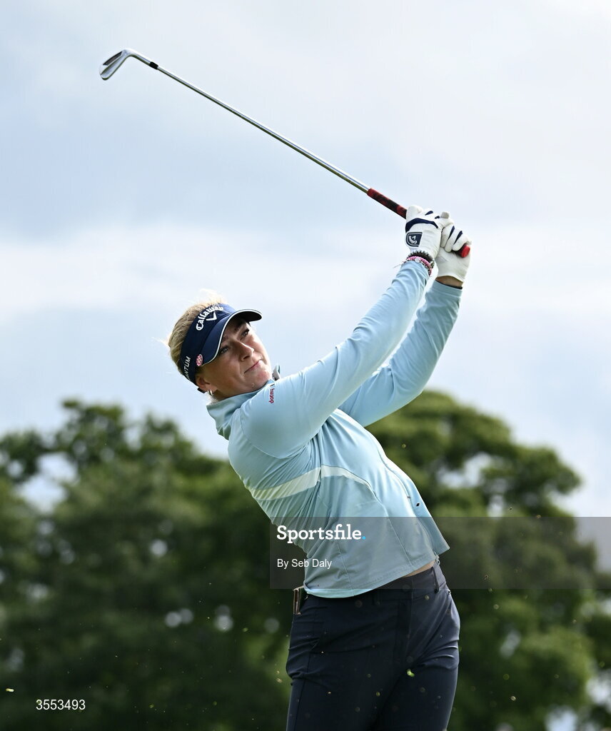 30 August 2026; Chiara Noja of Germany watches her shot from the first fairway during day four of the 2026 KPMG Women’s Irish Open Golf Championship at The K Club in Straffan, Kildare. Photo by Seb Daly/Sportsfile