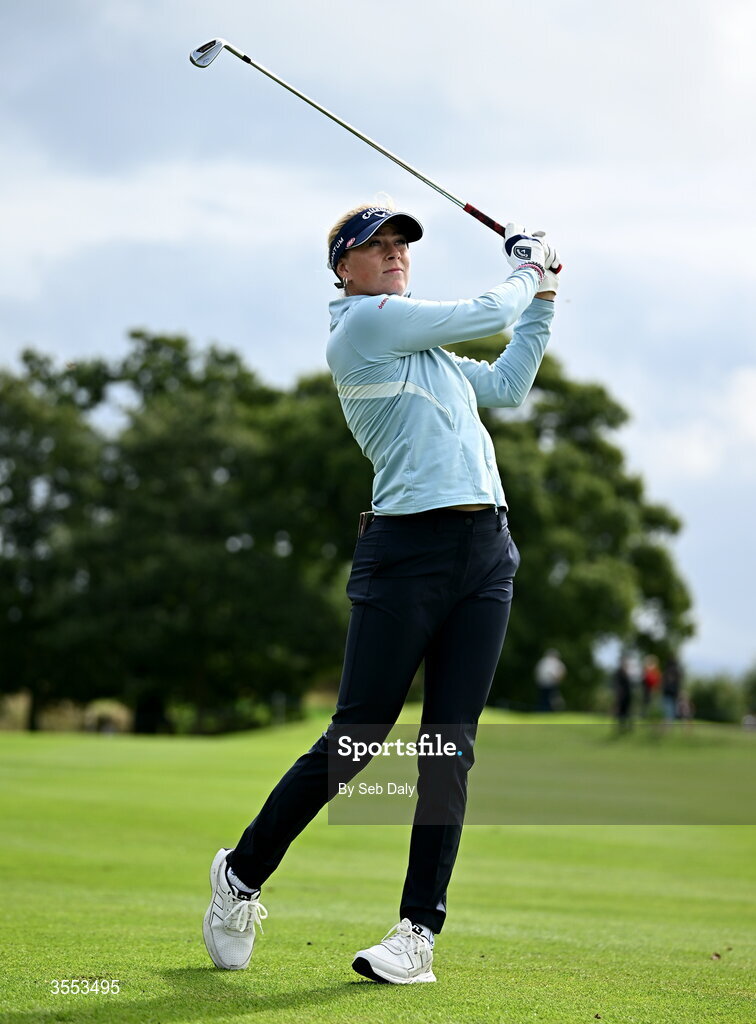 30 August 2026; Chiara Noja of Germany watches her shot from the first fairway during day four of the 2026 KPMG Women’s Irish Open Golf Championship at The K Club in Straffan, Kildare. Photo by Seb Daly/Sportsfile