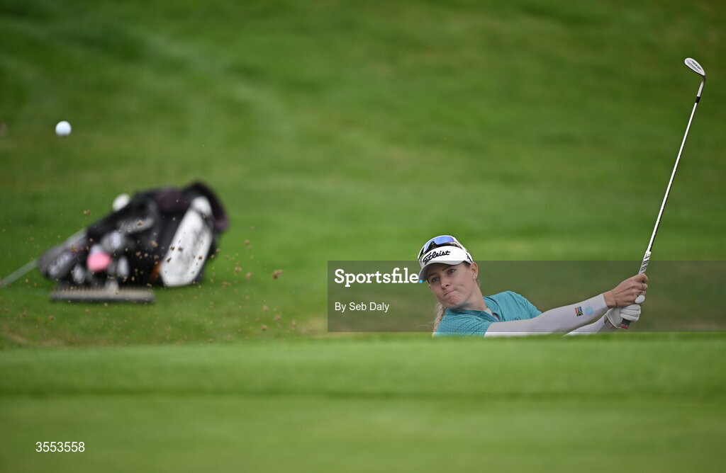 30 August 2026; Casandra Alexander of South Africa watches her tee shot on the second hole during day four of the 2026 KPMG Women’s Irish Open Golf Championship at The K Club in Straffan, Kildare. Photo by Seb Daly/Sportsfile