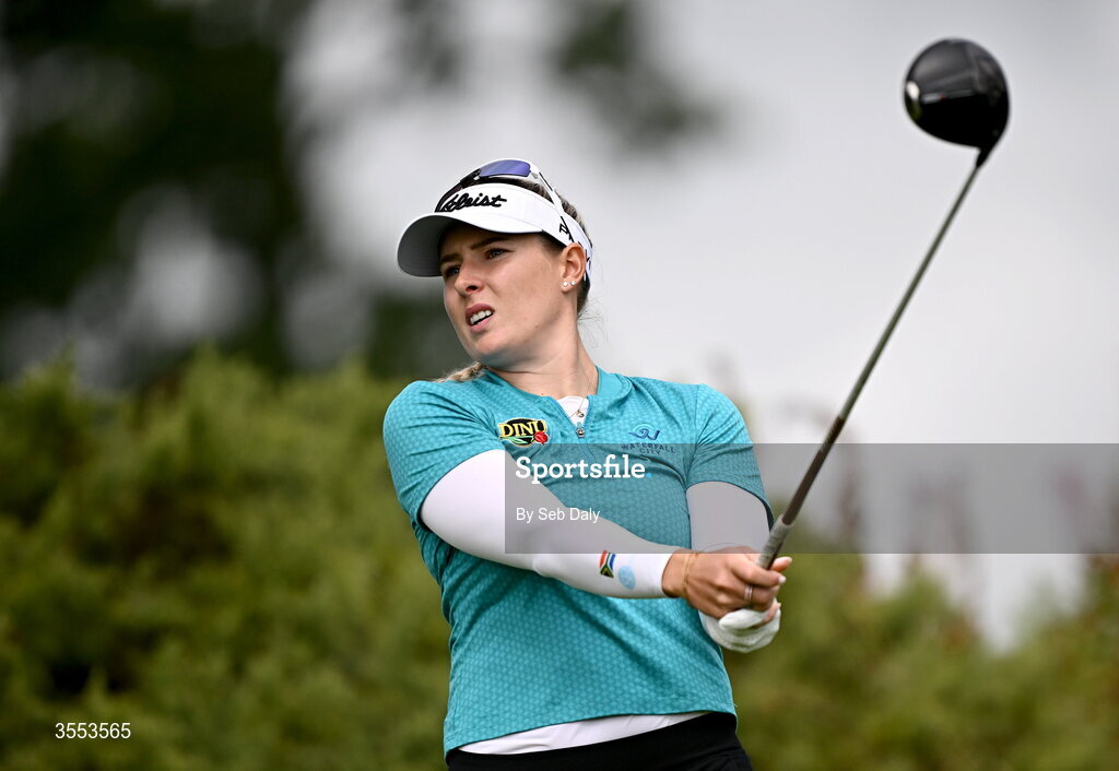 30 August 2026; Casandra Alexander of South Africa watches her tee shot on the third hole during day four of the 2026 KPMG Women’s Irish Open Golf Championship at The K Club in Straffan, Kildare. Photo by Seb Daly/Sportsfile