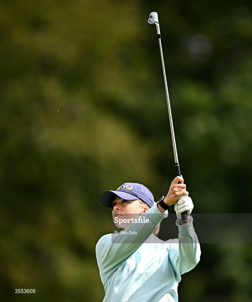 30 August 2026; Corinne Viden of Sweden watches her tee shot on the second hole during day four of the 2026 KPMG Women’s Irish Open Golf Championship at The K Club in Straffan, Kildare. Photo by Seb Daly/Sportsfile