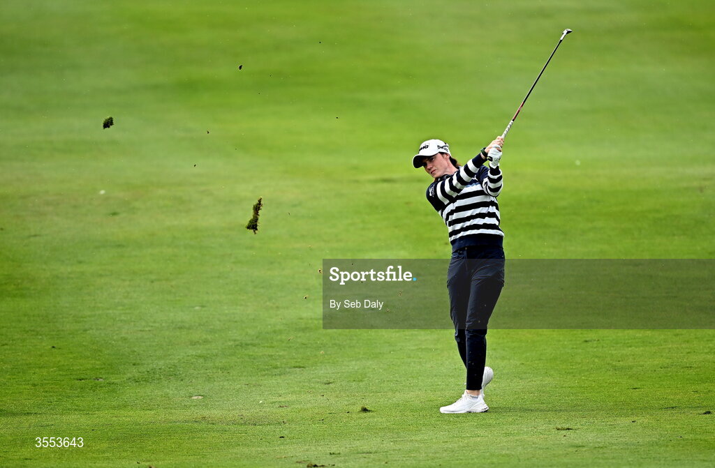 30 August 2026; Leona Maguire of Ireland plays a shot from the fourth fairway during day four of the 2026 KPMG Women’s Irish Open Golf Championship at The K Club in Straffan, Kildare. Photo by Seb Daly/Sportsfile