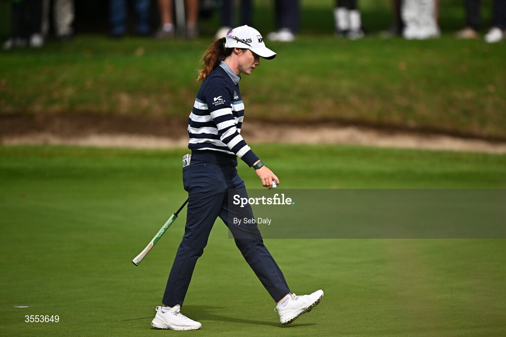 30 August 2026; Leona Maguire of Ireland after putting on the fourth hole during day four of the 2026 KPMG Women’s Irish Open Golf Championship at The K Club in Straffan, Kildare. Photo by Seb Daly/Sportsfile