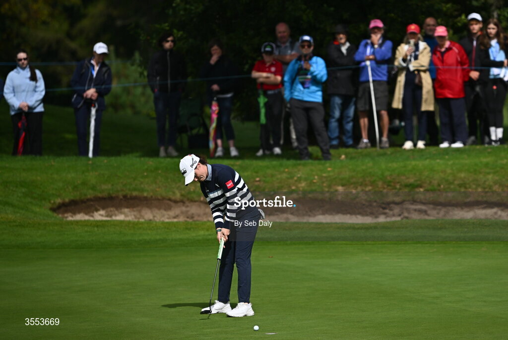 30 August 2026; Leona Maguire of Ireland misses a putt on the fourth green during day four of the 2026 KPMG Women’s Irish Open Golf Championship at The K Club in Straffan, Kildare. Photo by Seb Daly/Sportsfile