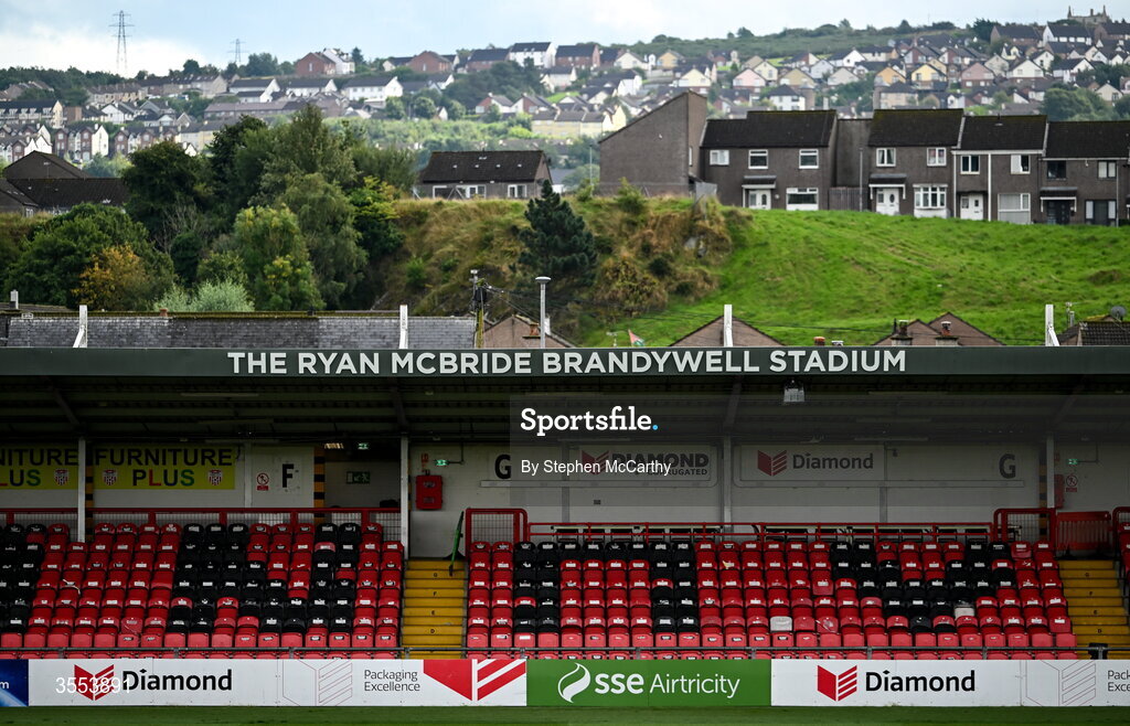 30 August 2026; A general view of The Ryan McBride Brandywell Stadium before the SSE Airtricity Men’s Premier Division match between Derry City and Shamrock Rovers at The Ryan McBride Brandywell Stadium in Derry. Photo by Stephen McCarthy/Sportsfile