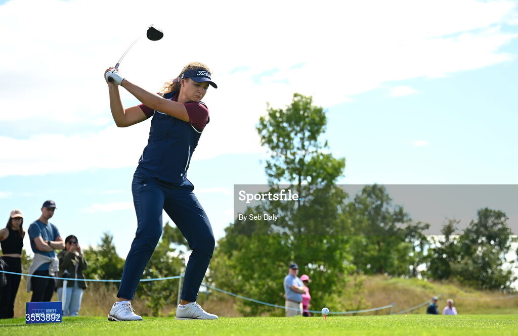 30 August 2026; Sara Kouskova of Czech Republic plays her tee shot on the 10th hole during day four of the 2026 KPMG Women’s Irish Open Golf Championship at The K Club in Straffan, Kildare. Photo by Seb Daly/Sportsfile
