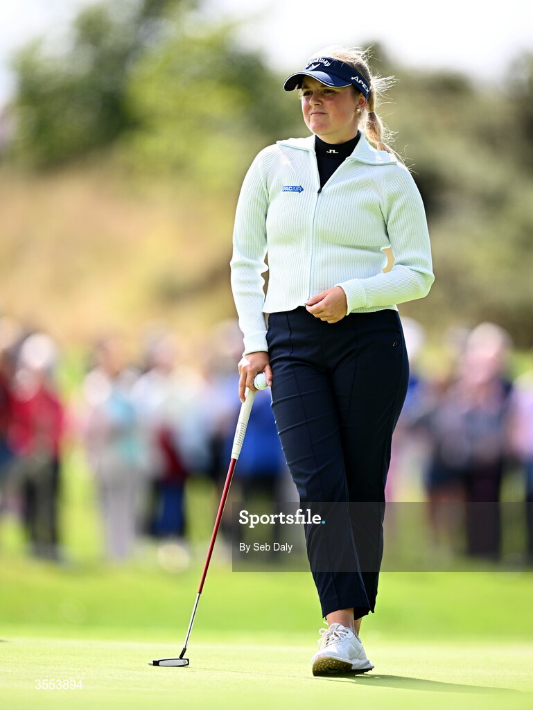 30 August 2026; Kajsa Arwefjall of Sweden on the ninth green during day four of the 2026 KPMG Women’s Irish Open Golf Championship at The K Club in Straffan, Kildare. Photo by Seb Daly/Sportsfile