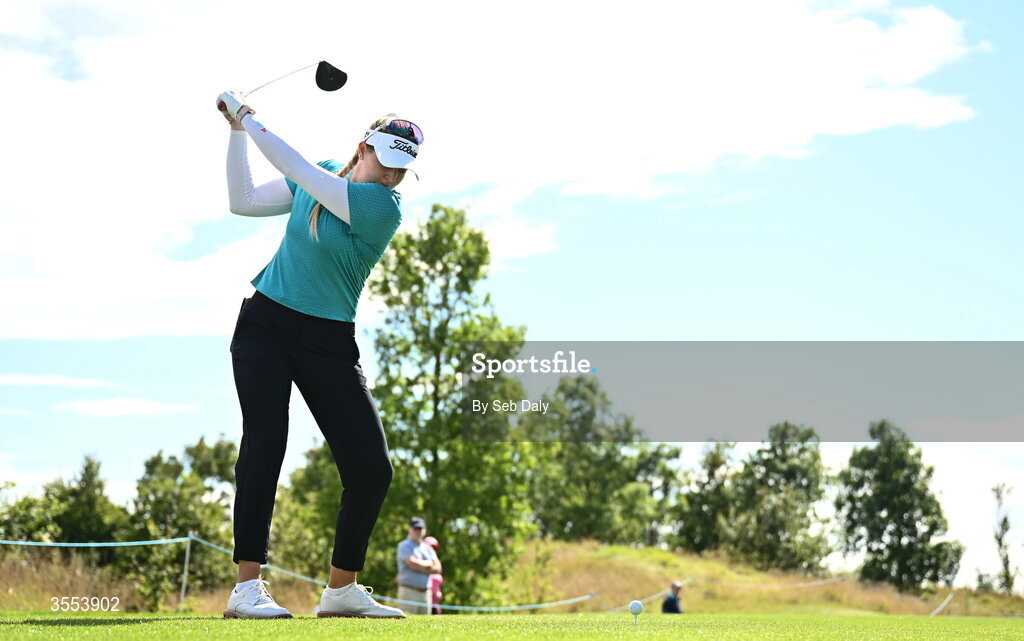 30 August 2026; Casandra Alexander of South Africa plays her tee shot on the 10th hole during day four of the 2026 KPMG Women’s Irish Open Golf Championship at The K Club in Straffan, Kildare. Photo by Seb Daly/Sportsfile