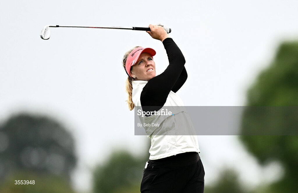 30 August 2026; Noora Komulainen of Finland watches her shot from the 15th fairway during day four of the 2026 KPMG Women’s Irish Open Golf Championship at The K Club in Straffan, Kildare. Photo by Seb Daly/Sportsfile