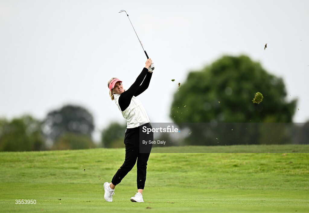 30 August 2026; Noora Komulainen of Finland watches her shot from the 15th fairway during day four of the 2026 KPMG Women’s Irish Open Golf Championship at The K Club in Straffan, Kildare. Photo by Seb Daly/Sportsfile