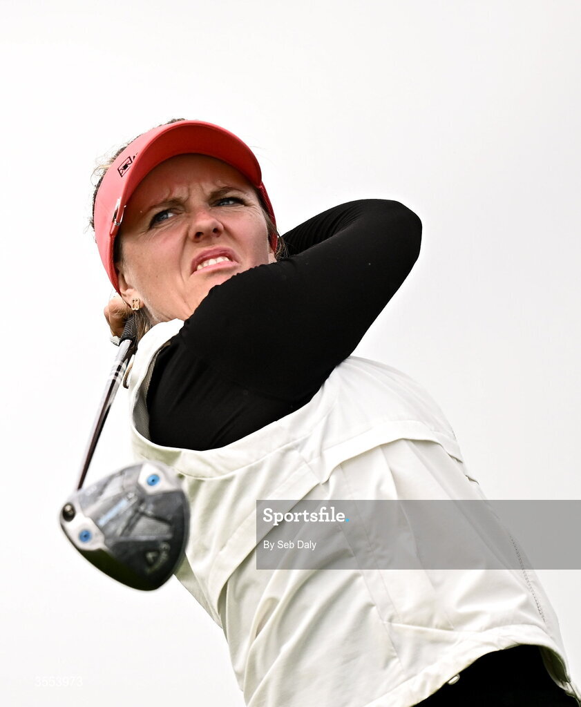 30 August 2026; Noora Komulainen of Finland watches her tee shot on the 16th hole during day four of the 2026 KPMG Women’s Irish Open Golf Championship at The K Club in Straffan, Kildare. Photo by Seb Daly/Sportsfile