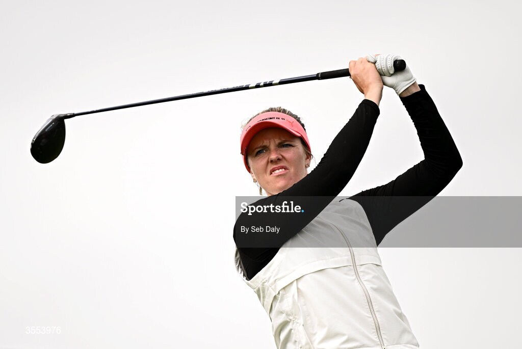 30 August 2026; Noora Komulainen of Finland watches her tee shot on the 16th hole during day four of the 2026 KPMG Women’s Irish Open Golf Championship at The K Club in Straffan, Kildare. Photo by Seb Daly/Sportsfile
