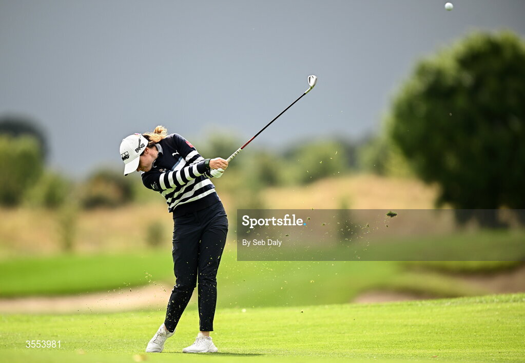 30 August 2026; Leona Maguire of Ireland plays a shot from the 15th fairway during day four of the 2026 KPMG Women’s Irish Open Golf Championship at The K Club in Straffan, Kildare. Photo by Seb Daly/Sportsfile