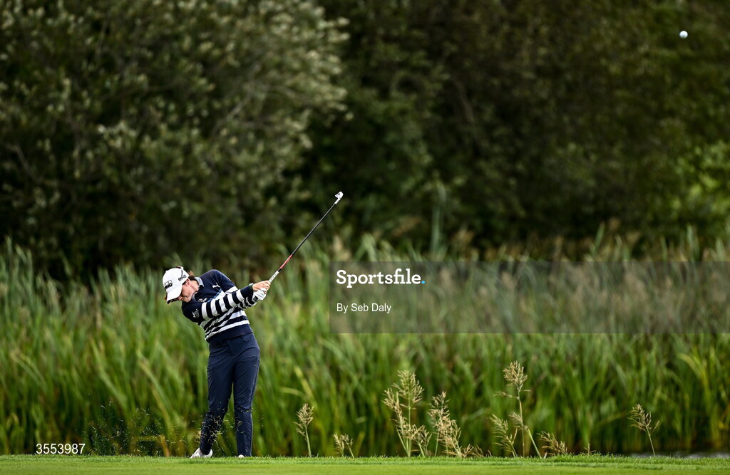30 August 2026; Leona Maguire of Ireland plays a shot from the rough on the 16th hole during day four of the 2026 KPMG Women’s Irish Open Golf Championship at The K Club in Straffan, Kildare. Photo by Seb Daly/Sportsfile