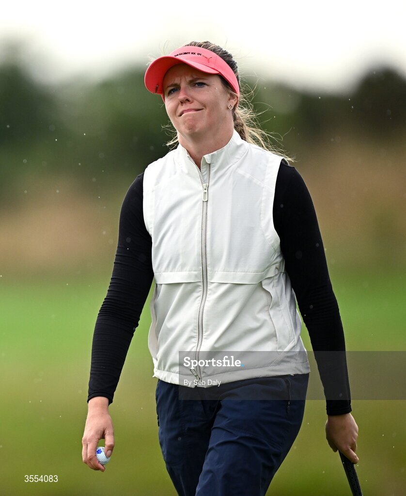 30 August 2026; Noora Komulainen of Finland after putting on the 18th green during day four of the 2026 KPMG Women’s Irish Open Golf Championship at The K Club in Straffan, Kildare. Photo by Seb Daly/Sportsfile