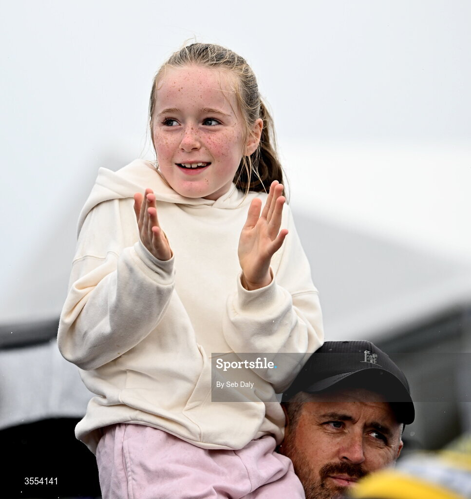 30 August 2026; A young spectator cheers on Leona Maguire of Ireland, not pictured, during day four of the 2026 KPMG Women’s Irish Open Golf Championship at The K Club in Straffan, Kildare. Photo by Seb Daly/Sportsfile