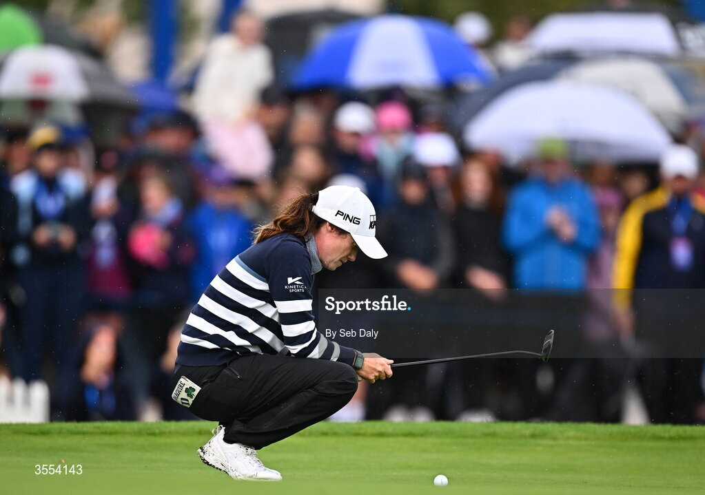 30 August 2026; Leona Maguire of Ireland lines up a putt on the 18th green during day four of the 2026 KPMG Women’s Irish Open Golf Championship at The K Club in Straffan, Kildare. Photo by Seb Daly/Sportsfile