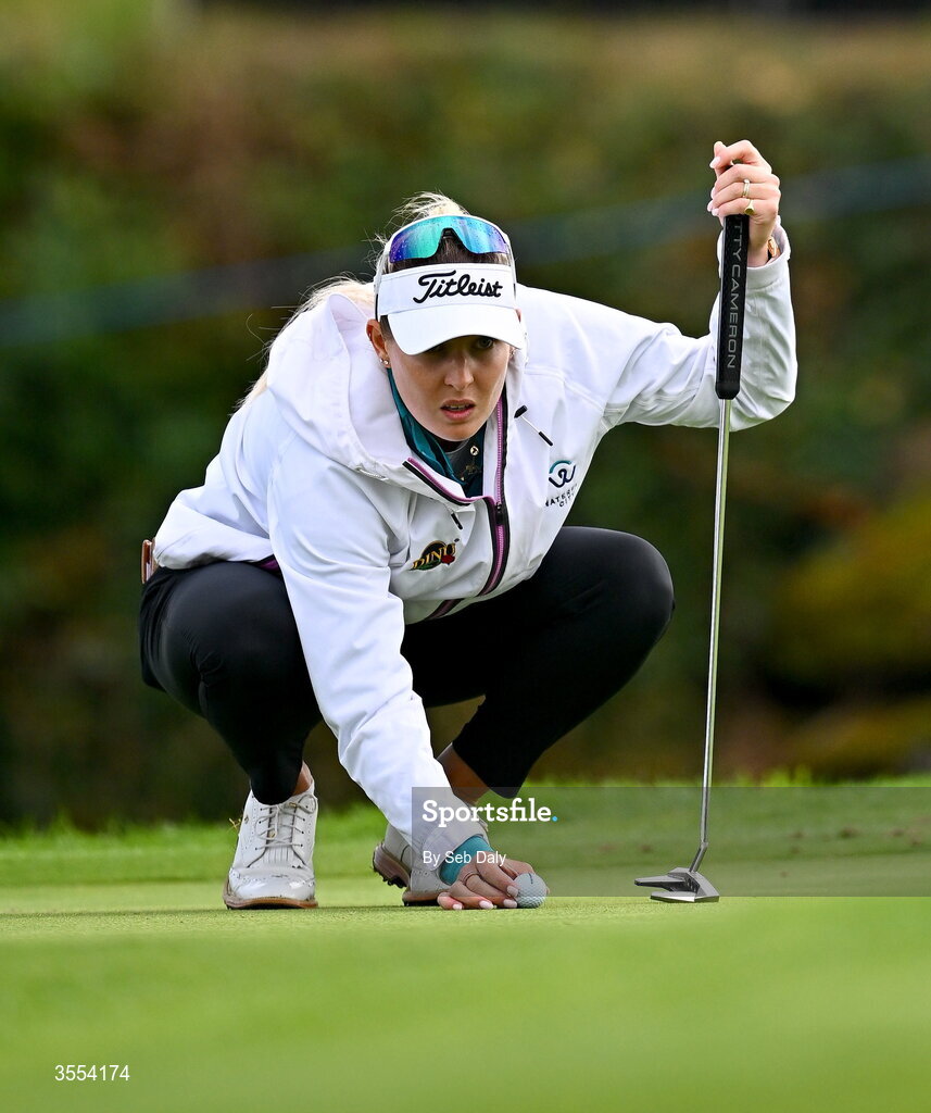 30 August 2026; Casandra Alexander of South Africa lines up a putt on the 18th green during day four of the 2026 KPMG Women’s Irish Open Golf Championship at The K Club in Straffan, Kildare. Photo by Seb Daly/Sportsfile