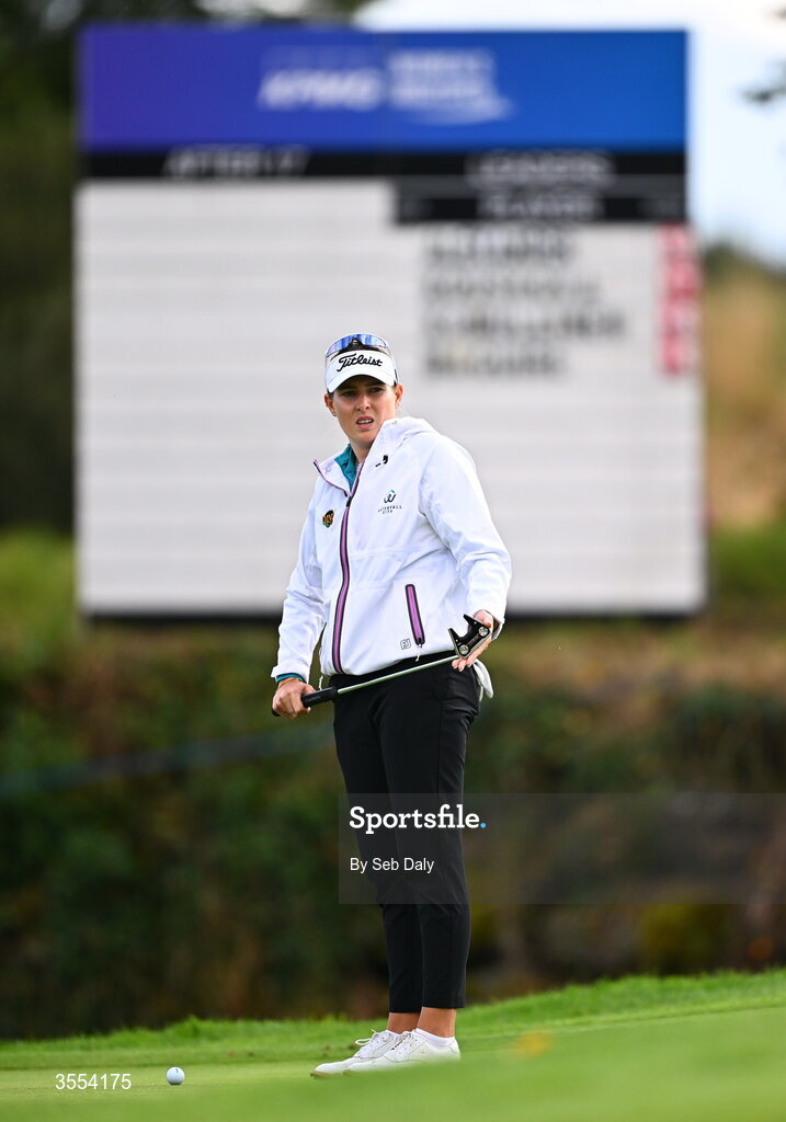 30 August 2026; Casandra Alexander of South Africa lines up a putt on the 18th green during day four of the 2026 KPMG Women’s Irish Open Golf Championship at The K Club in Straffan, Kildare. Photo by Seb Daly/Sportsfile