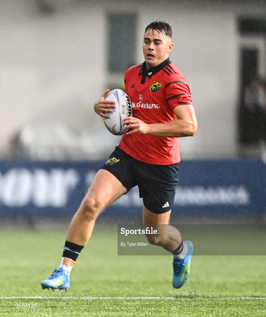 30 August 2026; Harry O'Donoghue of Munster during the PwC U19 InterProvincial Championship match between Leinster and Munster at Energia Park in Dublin. Photo by Tyler Miller/Sportsfile