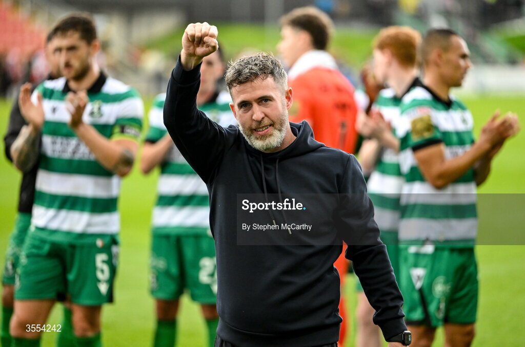 30 August 2026; Shamrock Rovers manager Stephen Bradley after his side's draw in the SSE Airtricity Men’s Premier Division match between Derry City and Shamrock Rovers at The Ryan McBride Brandywell Stadium in Derry. Photo by Stephen McCarthy/Sportsfile