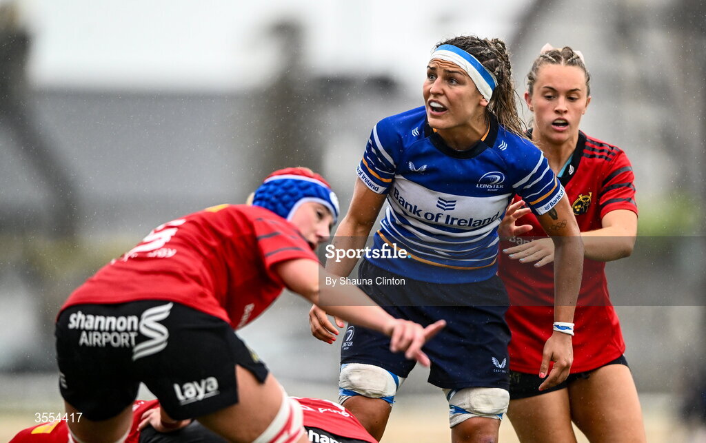 29 August 2026; Erin King of Leinster during the Vodafone Womens Interprovincial Championship final match between Munster and Leinster at Dexcom Stadium in Galway. Photo by Shauna Clinton/Sportsfile