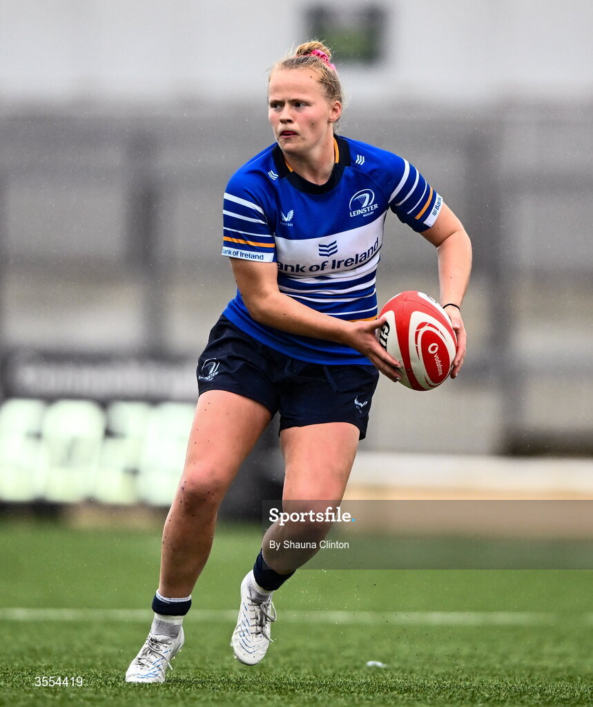 29 August 2026; Dannah O'Brien of Leinster during the Vodafone Womens Interprovincial Championship final match between Munster and Leinster at Dexcom Stadium in Galway. Photo by Shauna Clinton/Sportsfile