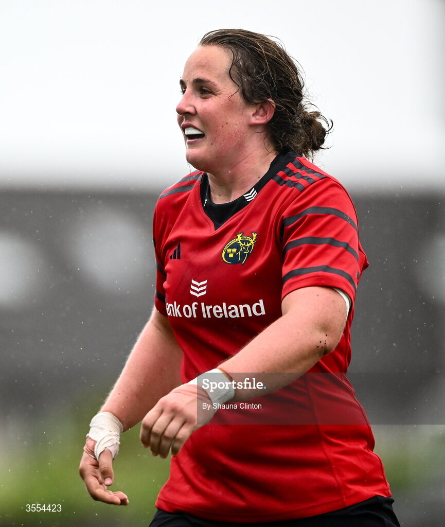 29 August 2026; Enya Breen of Munster during the Vodafone Womens Interprovincial Championship final match between Munster and Leinster at Dexcom Stadium in Galway. Photo by Shauna Clinton/Sportsfile