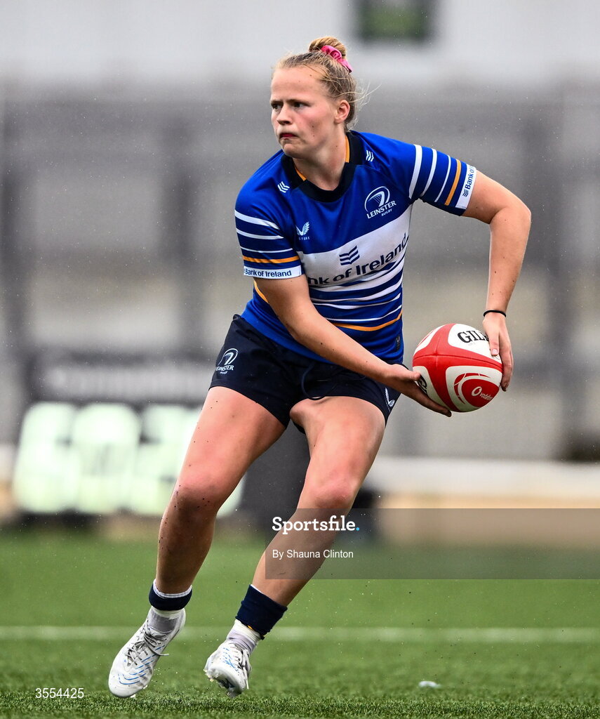 29 August 2026; Dannah O'Brien of Leinster during the Vodafone Womens Interprovincial Championship final match between Munster and Leinster at Dexcom Stadium in Galway. Photo by Shauna Clinton/Sportsfile