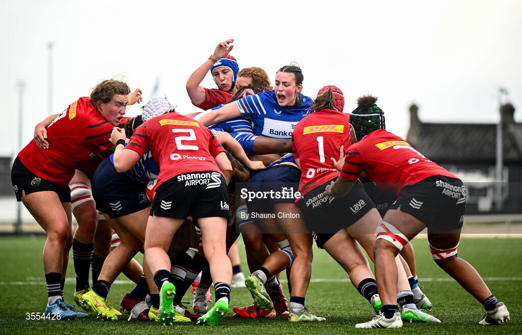 29 August 2026; Regan Casey of Leinster, centre, during the Vodafone Womens Interprovincial Championship final match between Munster and Leinster at Dexcom Stadium in Galway. Photo by Shauna Clinton/Sportsfile