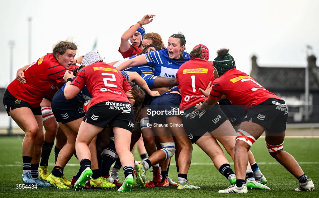 29 August 2026; Regan Casey of Leinster, centre, during the Vodafone Womens Interprovincial Championship final match between Munster and Leinster at Dexcom Stadium in Galway. Photo by Shauna Clinton/Sportsfile