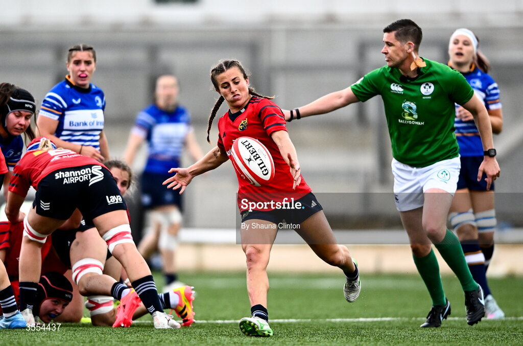 29 August 2026; Emily Lane of Munster during the Vodafone Womens Interprovincial Championship final match between Munster and Leinster at Dexcom Stadium in Galway. Photo by Shauna Clinton/Sportsfile