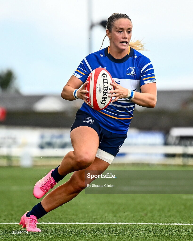 29 August 2026; Stacey Flood of Leinster during the Vodafone Womens Interprovincial Championship final match between Munster and Leinster at Dexcom Stadium in Galway. Photo by Shauna Clinton/Sportsfile