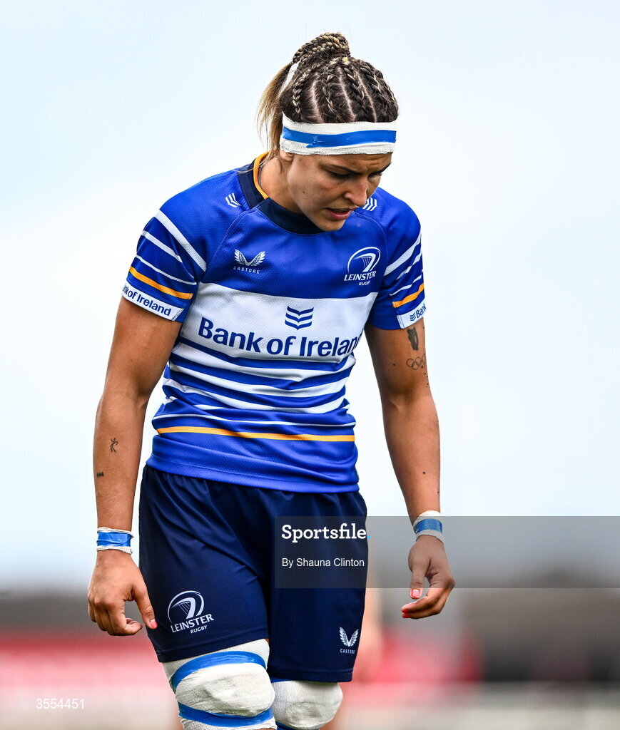 29 August 2026; Erin King of Leinster during the Vodafone Womens Interprovincial Championship final match between Munster and Leinster at Dexcom Stadium in Galway. Photo by Shauna Clinton/Sportsfile