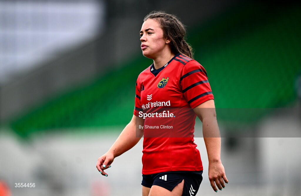 29 August 2026; Maeve Óg O’Leary of Munster during the Vodafone Womens Interprovincial Championship final match between Munster and Leinster at Dexcom Stadium in Galway. Photo by Shauna Clinton/Sportsfile